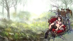 Birds chairs United Kingdom Seat armchair anime girls forests 