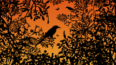 Birds leaves silhouettes artwork