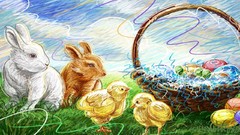 Birds rabbits Easter