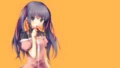 Bite Ribbons anime girls purple hair purple eyes twintails hair 