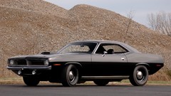 Black 1970 muscle cars Plymouth Barracuda