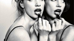 Black and white Actress lipstick bra jessica chastain