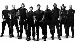 Black and white Bruce Willis the expendables Silvester Stallone