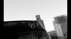 Black and white cars close-up hamburg Saab skylines Saab 9-5