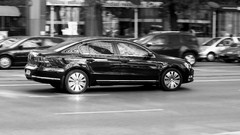 Black and white cars street Warsaw Poland Volkswagen 
