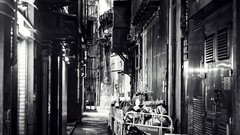Black and white China Asia alley monochrome buildings 