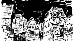 Black and white creepy Villages artwork HP Lovecraft The Cats 