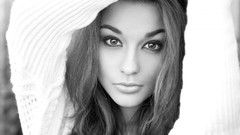Black and white eyes woman faces brunettes models Christina 