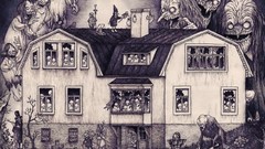 Black and white Halloween monochrome zombies haunted house Don 