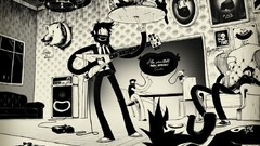 Black and white Mcbess cartoonish