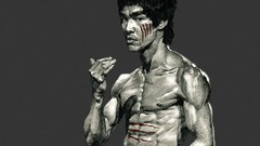 Black and white Men fighters Actors Chinese Bruce Lee artwork 
