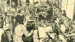 Black and white monochrome drawings classroom artwork Korean 