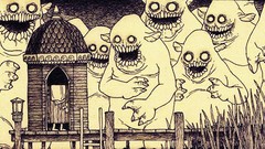 Black and white Monsters monochrome creepy artwork traditional 