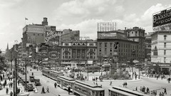 Black and white old USA streets detroit Woodward Ave Campus 