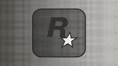 Black and white rockstar games logos halftone