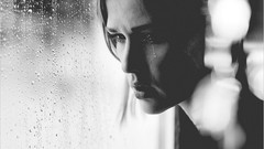 Black and white sadness woman tears monochrome artistic