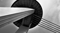 Black and white UFO Bridges monochrome architecture slovakia 