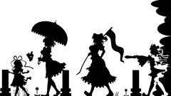 Black and white Umbrellas silhouettes anime girls scythe touhou 