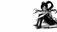 Black and white weapons Shoes Katana white background red eyes 