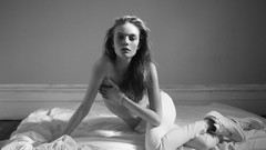 Black and white woman bedroom brunettes models photo shoot 