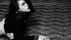 Black and white woman brunettes greyscale leopard print hair in 