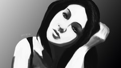 Black and white woman faces artwork akiro