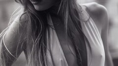 Black and white woman faces monochrome blondes models cleavage 