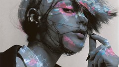 Black and white woman floral Jessica Stam