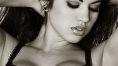 Black and white woman lingerie brunettes nude boobs fake boobs 