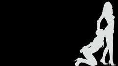 Black and white woman models vectors Simple Background vector 