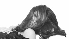 Black and white woman monochrome brunettes models Tiffany Taylor