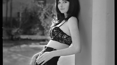 Black and white woman monochrome lingerie brunettes Lilly 