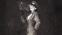 Black and white woman soldiers cigars cleavage World War II 