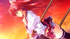 Black artist plaid sleeves blush long hair anime girls 