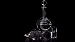 Black background caviar vodka