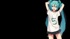 Black background Shorts anime girls hatsune miku vocaloid 