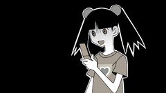 Black black background monochrome t-shirts long hair anime 