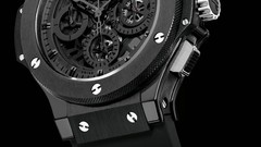 Black black background watches wristwatch Hublot Geneve