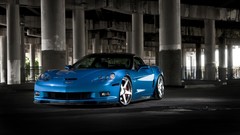 Black blue tuning cars wheels concrete front Speed Corvette 