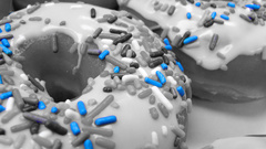Black blue white donuts and some ) With sprinkles
