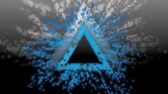 Black blue white triangles abstract burst pixelated