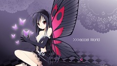 Black Butterflies wings dress red eyes accel world black hair 