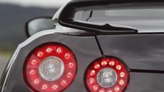 Black cars close-up Nissan back view vehicles nissan gtr 