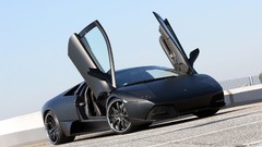 Black cars matte vehicles rooftops lamborghini murcielago open 