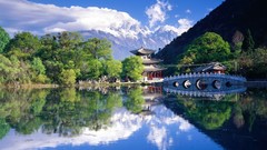 Black China asian architecture yunnan swimming pools