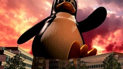 Black dark Linux tux