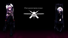 Black dark text chairs tie military white hair red eyes sitting 