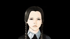 Black dark woman black background faces long hair brown eyes 