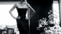 Black dress debra messing grayscale