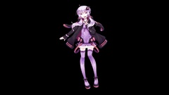 Black dress stockings anime girls vocaloid purple hair purple 